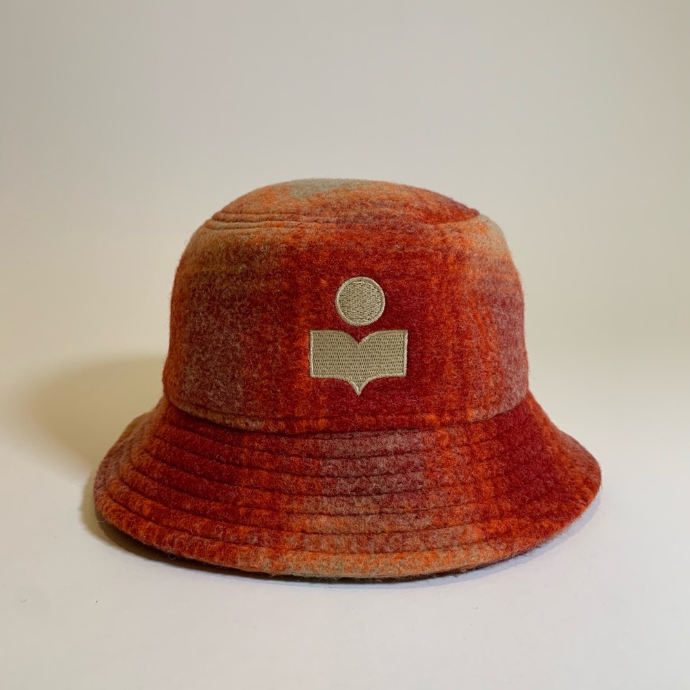 Isabel Marant Orange Tie-Dye Logo Wool Bucket Hat